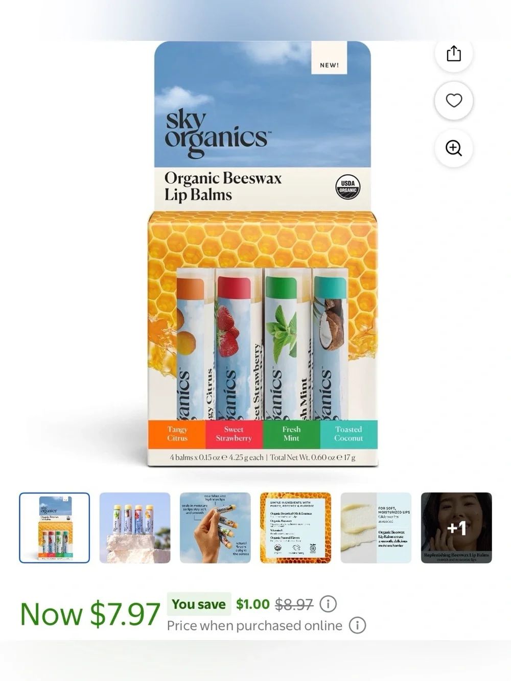 Sky Organics Bundle | NEW Organic Lip Balms W Beeswax NEW Tinted Lip Balms NWT 2